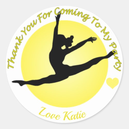 Gymnastic design birthday  classic round sticker