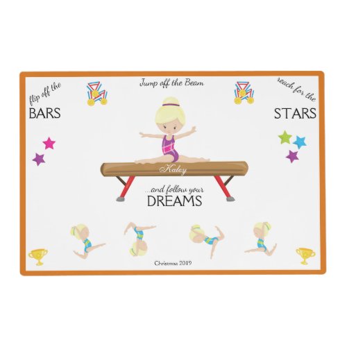Gymnastic Girl Follow your Dreams Personalized _ Placemat