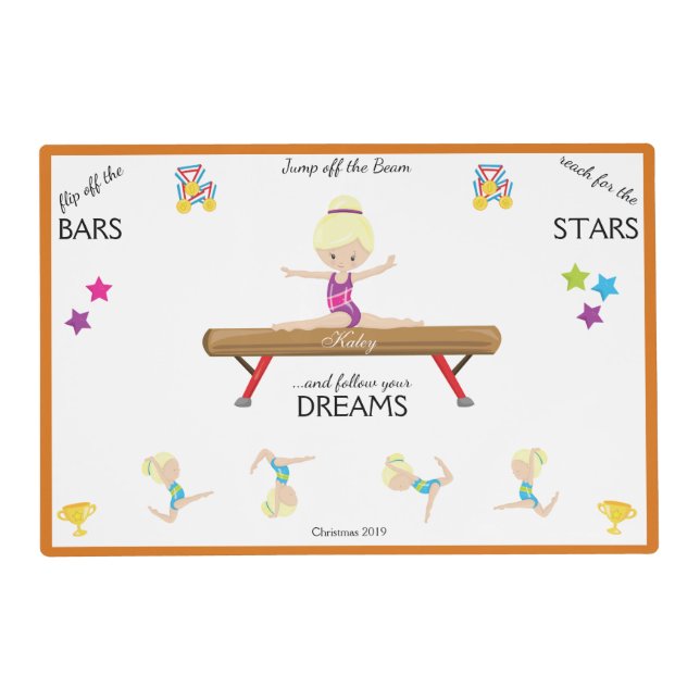 Gymnastic Girl Follow your Dreams Personalized - Placemat (Back)