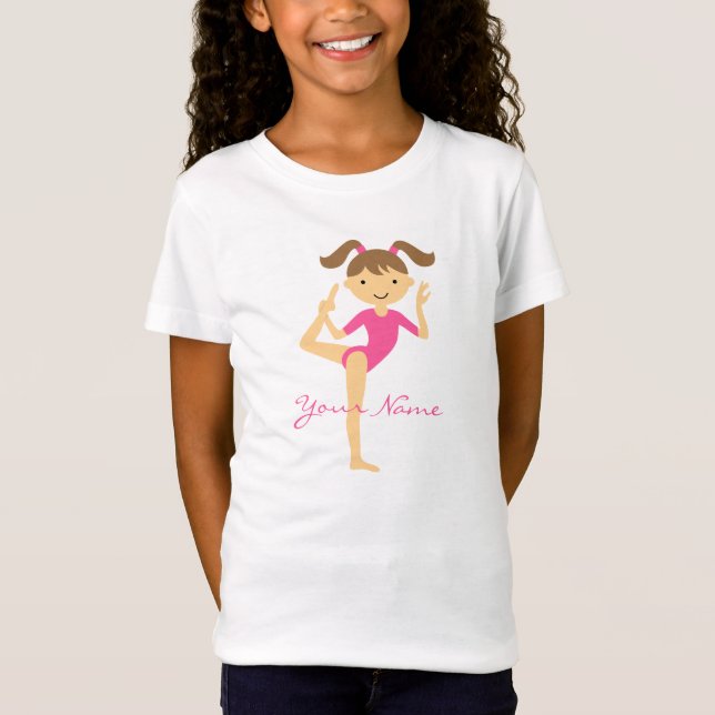 Gymnastic Girl with brown hair T shirt (Front)