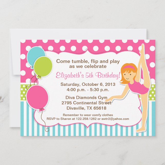 Gymnastic Girl with Red Hair Invitaiton Invitation (Front)