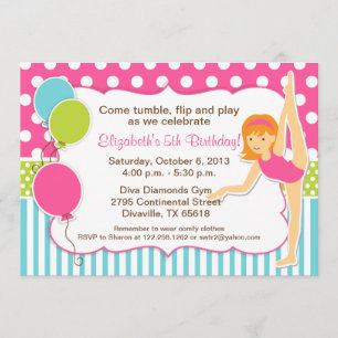 Gymnastic Girl with Red Hair Invitaiton Invitation
