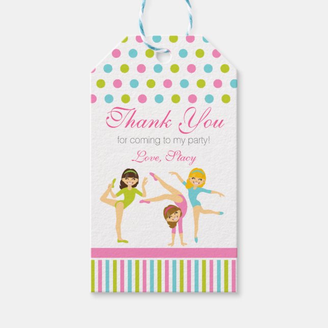 Gymnastic Girls Party Favor Tag (Front)