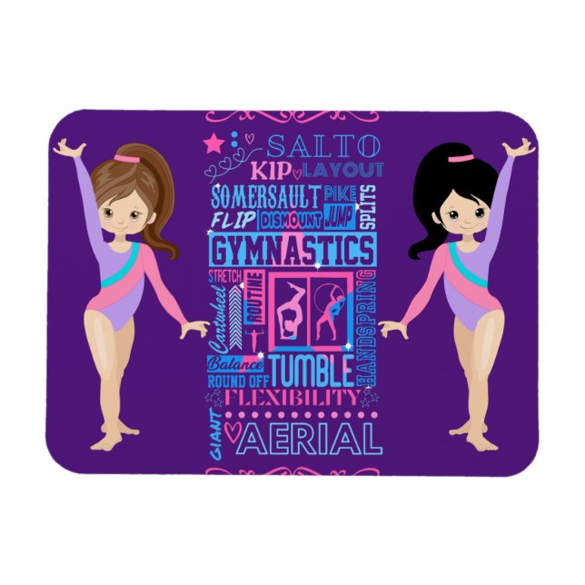 Gymnastic Girls Skill Words of Gymnastics    Magnet (Horizontal)