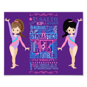 Gymnastic Girls Skill Words of Gymnastics Photo Print