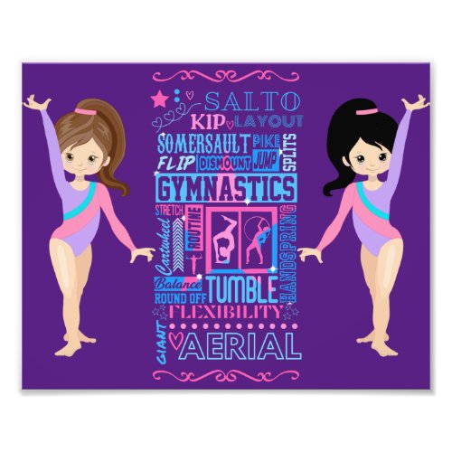 Gymnastic Girls Skill Words of Gymnastics   Photo Print