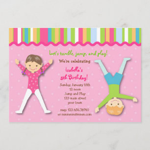 Gymnastic Gym Gymnast Birthday Party Invitations