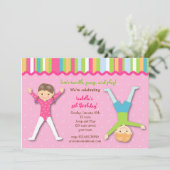 Gymnastic Gym Gymnast Birthday Party Invitations (Standing Front)