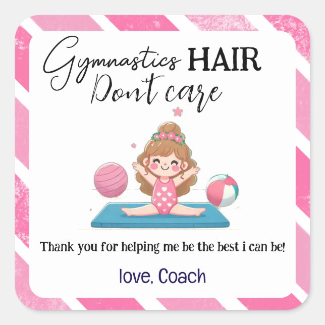 Gymnastic Hair Don't Care Square Sticker (Front)