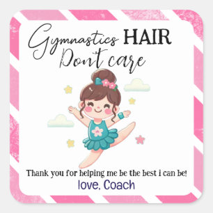 Gymnastic Hair Don't Care Square Sticker