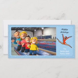 Gymnastic Holiday Photo Card Leap Santa