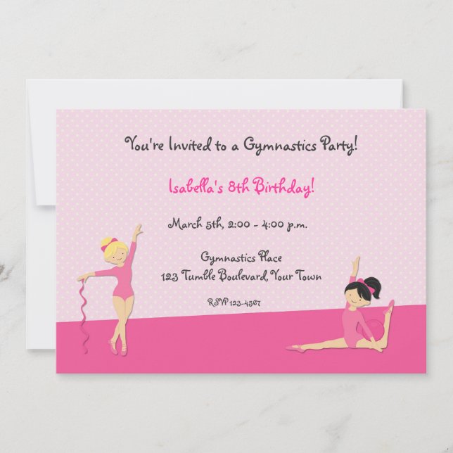 Gymnastic Party, Tumbling Invitation (Front)
