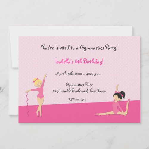 Gymnastic Party, Tumbling Invitation