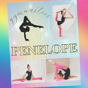 Gymnastic Pastel Rainbow Gradient 3 Photo Custom Fleece Blanket