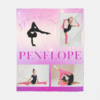 Gymnastic Purple Magenta Gradient 3 Photo Custom Fleece Blanket