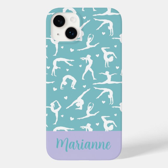 Gymnastic Teal Custom Name Girlie Case-Mate iPhone Case (Back)