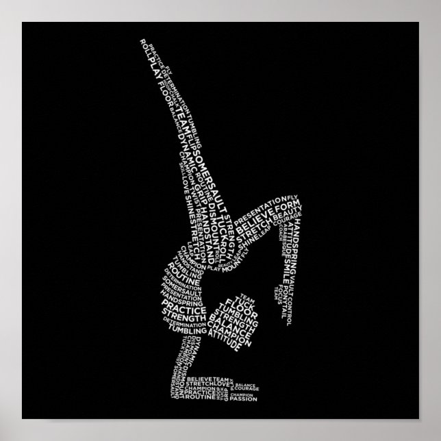 Gymnastic Typography Gymnast Gymnastics Sports Lov Poster (Front)