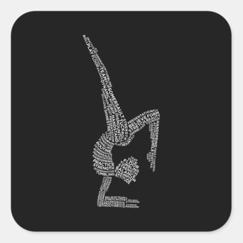Gymnastic Typography Gymnast Gymnastics Sports Lov Square Sticker