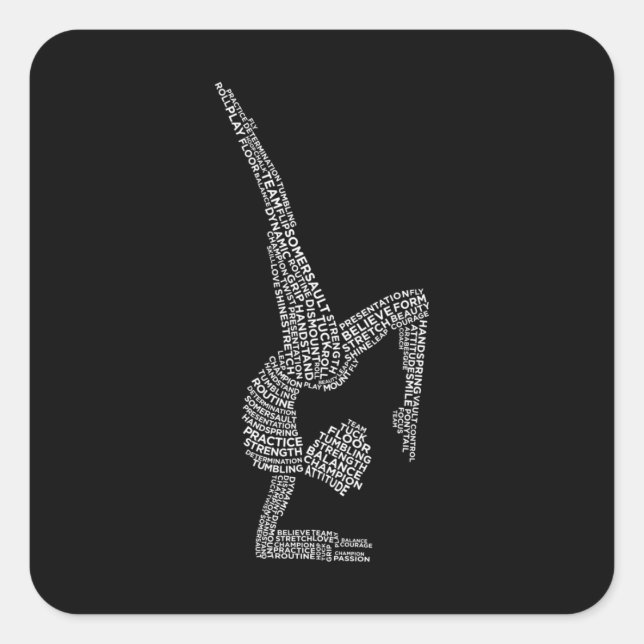 Gymnastic Typography Gymnast Gymnastics Sports Lov Square Sticker (Front)