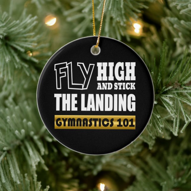 Gymnastics 101 Fly High - Bar Gymnast Ceramic Ornament (Tree)