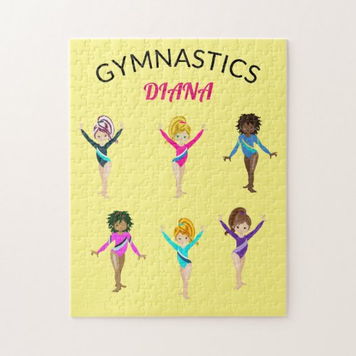 Gymnastics 6 gymnast personalized girls jigsaw pu jigsaw puzzle