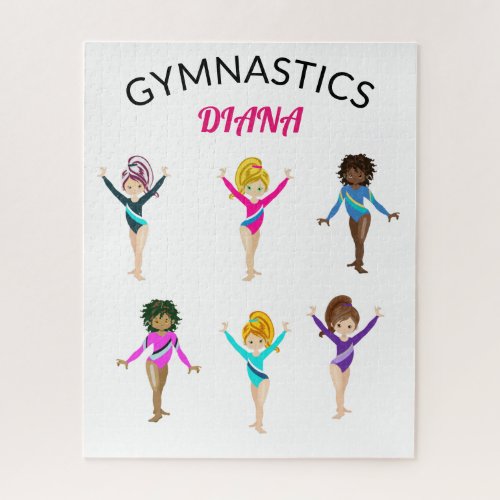 Gymnastics 6 gymnast personalized girls jigsaw pu jigsaw puzzle