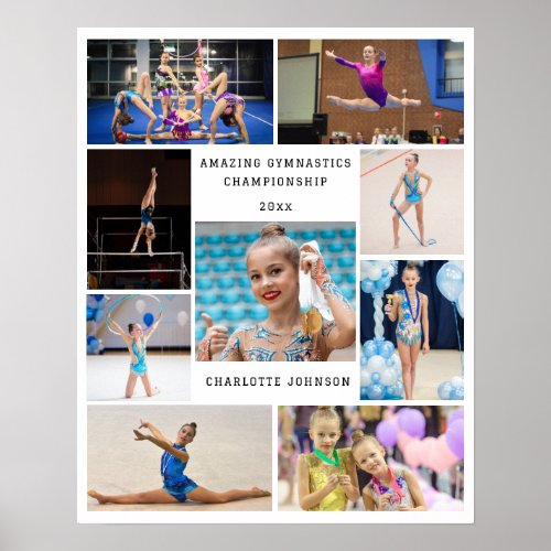 Gymnastics 9 Photo Collage Personalized Poster