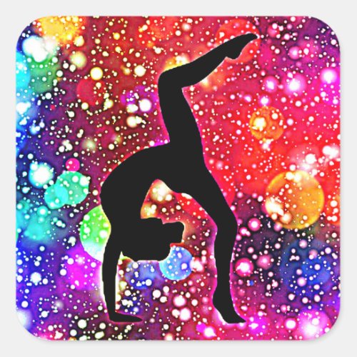 Gymnastics Abstract Bubble Dot Handstand Pose   Square Sticker