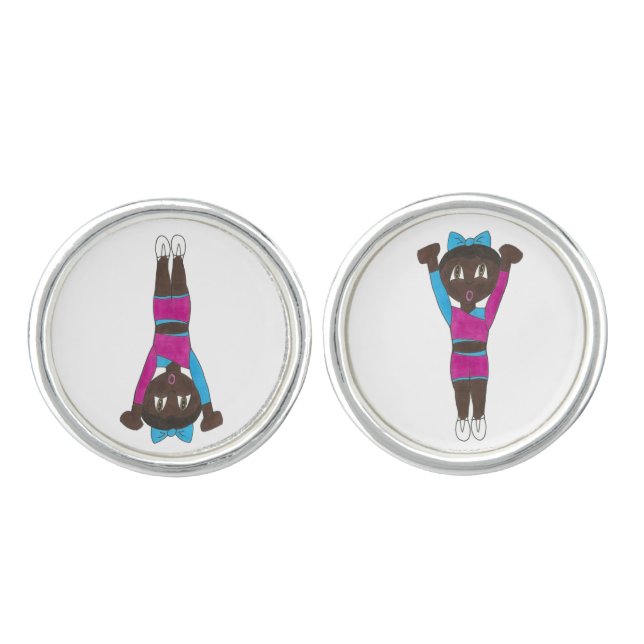 Gymnastics Acrobatics Dance Gym Dad Tumbling Gift Cufflinks (Front)