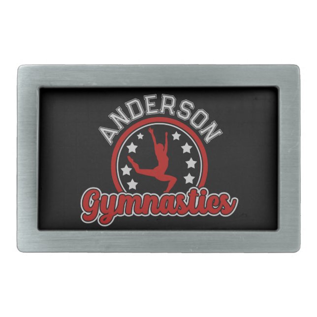 Gymnastics ADD NAME Gymnast Vault Floor Athlete Belt Buckle (Front)