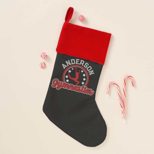 Gymnastics ADD NAME Gymnast Vault Floor Athlete Christmas Stocking (Front)