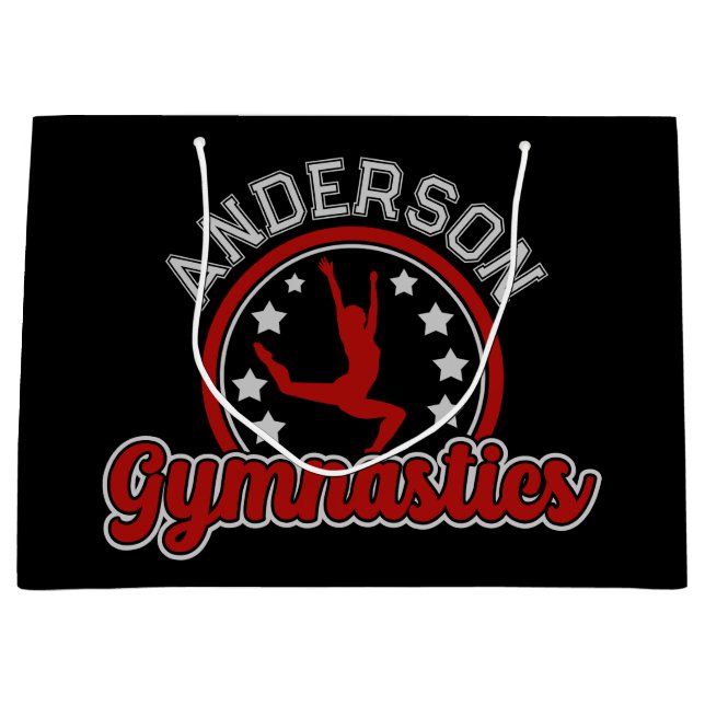 Gymnastics ADD NAME Gymnast Vault Floor Athlete  Large Gift Bag (Front)