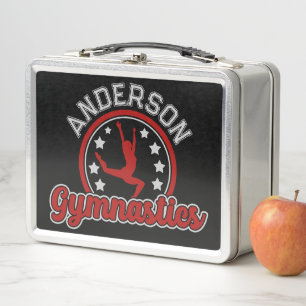 Gymnastics ADD NAME Gymnast Vault Floor Athlete Metal Lunch Box