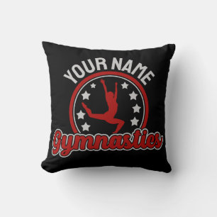 Gymnastics ADD NAME Gymnast Vault Floor Athlete Throw Pillow