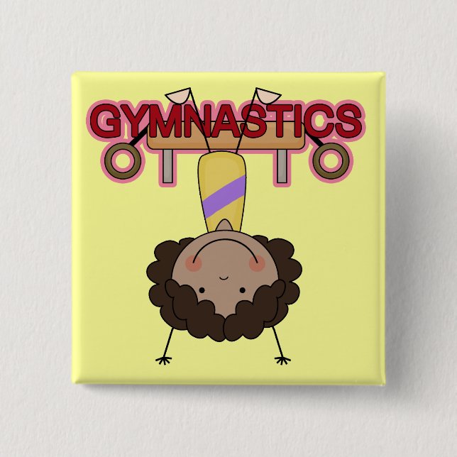 GYMNASTICS - African American Girl Handstands Button (Front)