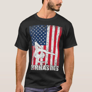 Gymnastics American Flag 4th of July Gymnast Premi T-Shirt