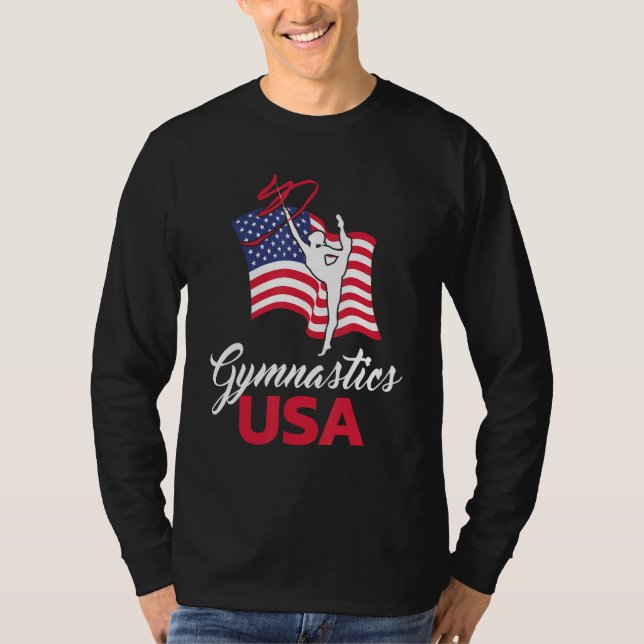 Gymnastics American Flag USA US Patriotic Gymnast T-Shirt (Front)