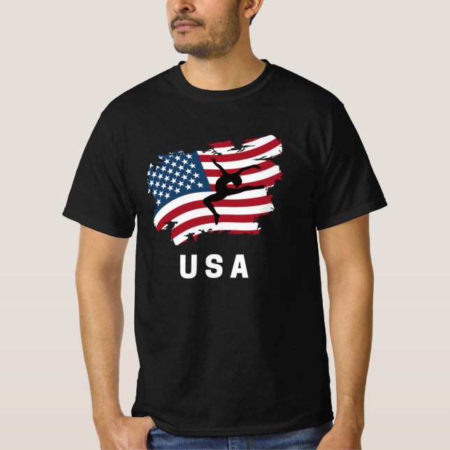 Gymnastics American USA Flag T-Shirt (Front)
