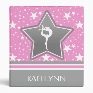 Gymnastics Among the Stars in Pink with YOUR NAME 3 Ring Binder