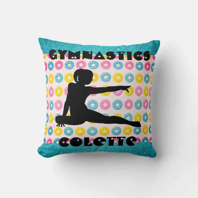 Gymnastics and Donuts Throw Pillow (Front)
