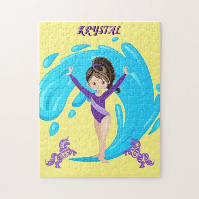 Gymnastics and purple ponies personalized  jigsaw puzzle (Vertical)