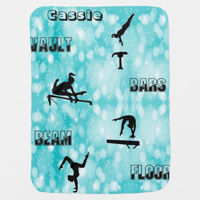Gymnastics Baby Blanket - Vault, Bars, Beam, Floor (Front)
