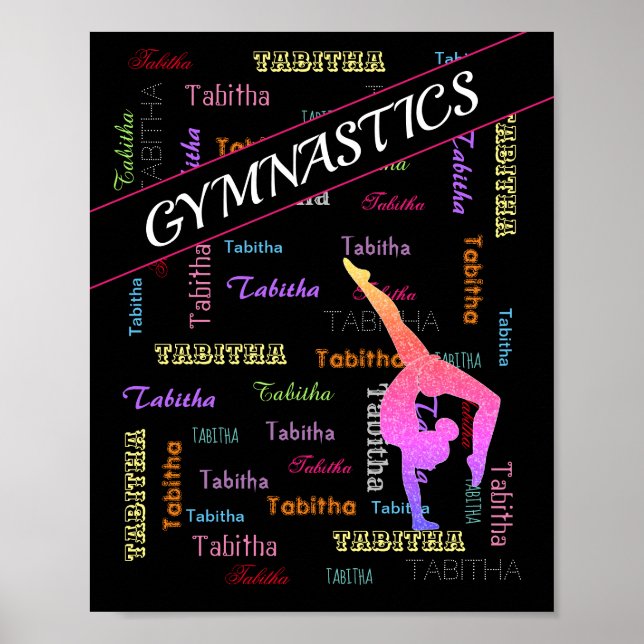 Gymnastics Bag with Personalized Name All Over  Poster (Front)