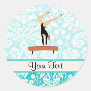 Gymnastics Balance Beam Classic Round Sticker