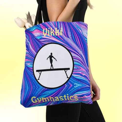Gymnastics Balance Beam Metallic Swirls Tote Bag