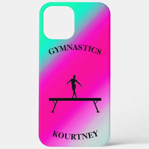 Gymnastics Balance Beam Mint and Fuchsia    iPhone 12 Pro Max Case