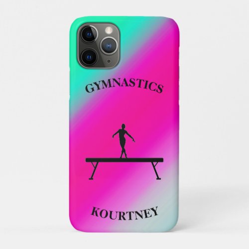 Gymnastics Balance Beam Mint and Fuchsia  iPhone 11 Pro Case