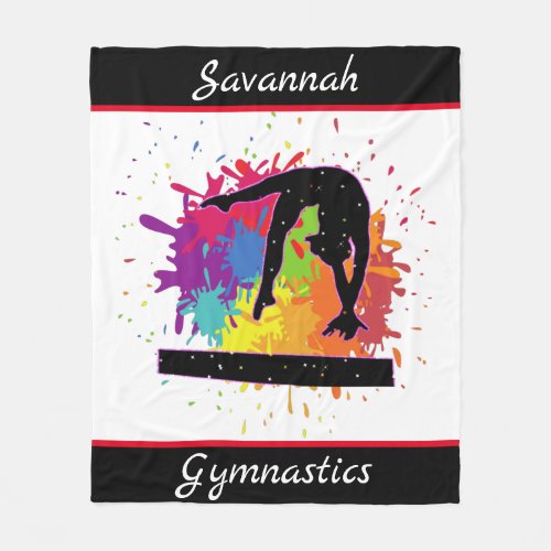 Gymnastics Balance Beam Paint Splatter Fleece Blanket