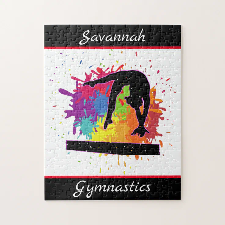Gymnastics Balance Beam Paint Splatter Jigsaw Puzzle Zazzle