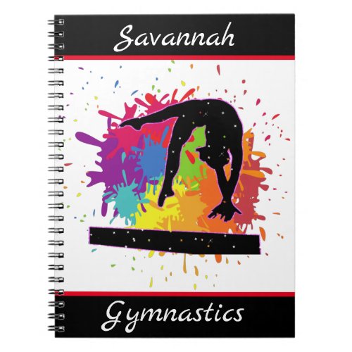 Gymnastics Balance Beam Paint Splatter Notebook